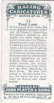 1925 Player's Racing Caricatures #25 Fred Lane Back